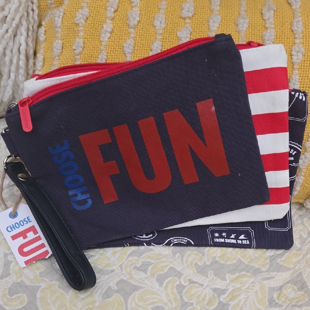 3 New canvas bag Set - Red, Blue, White